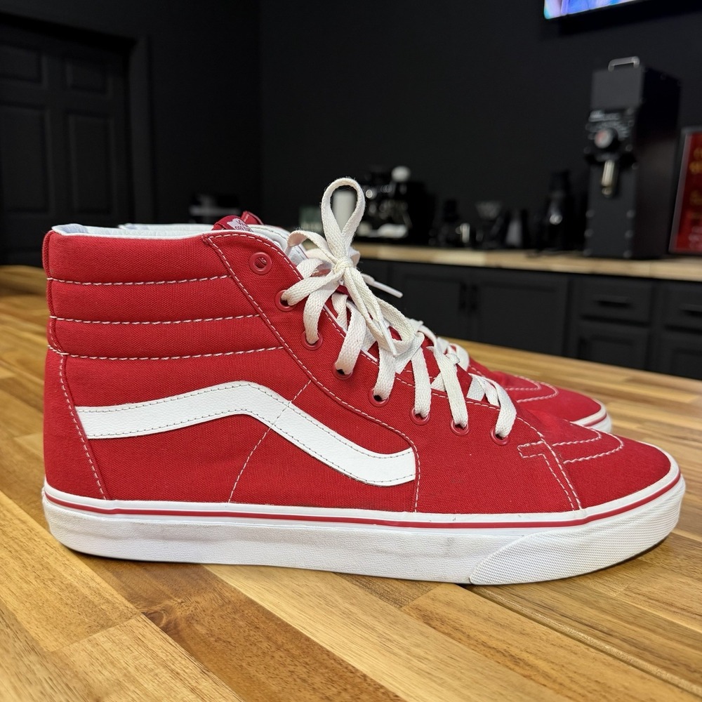 VANS Off The Wall Classic Old Skool Red White Men's Size 13 High Top Skate Shoes